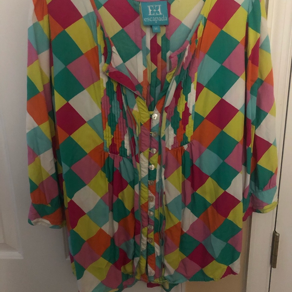 Lnwot Escapada Button Down Bright Colored Blouse - image 2